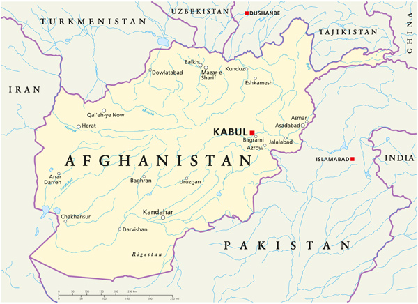 Landkarte von Afghanistan © Peter Hermes Furian/Adobe Stock