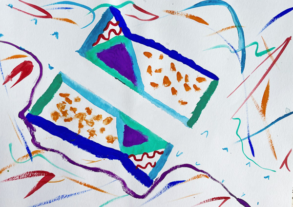 bunte Linien und Flächen (Aquarell-Zeichnung) © Mr. Afro und Der Schotte; entstanden im Kunstprojekt STABIL der JVA Hahnöfersand