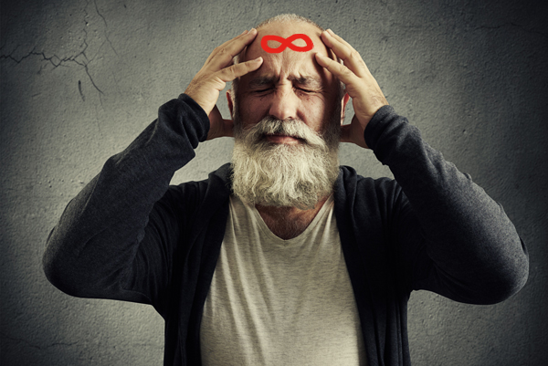 älterer Mann mit langem Bart und Unendlichkeitszeichen auf der Stirn © ArtFamiliy/AdobeStock, Nachbearbeitung: JIZ Hamburg