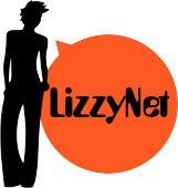 Logo: die Silhouette einer Frau neben einer orangenen Sprechblase mit dem Wort LizzyNet © lizzynet.de