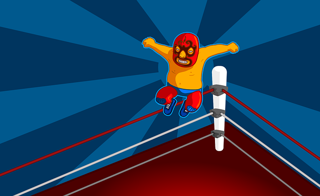 Illustration eines springenden Wrestlers im Ring © pixabay/OpenClipart